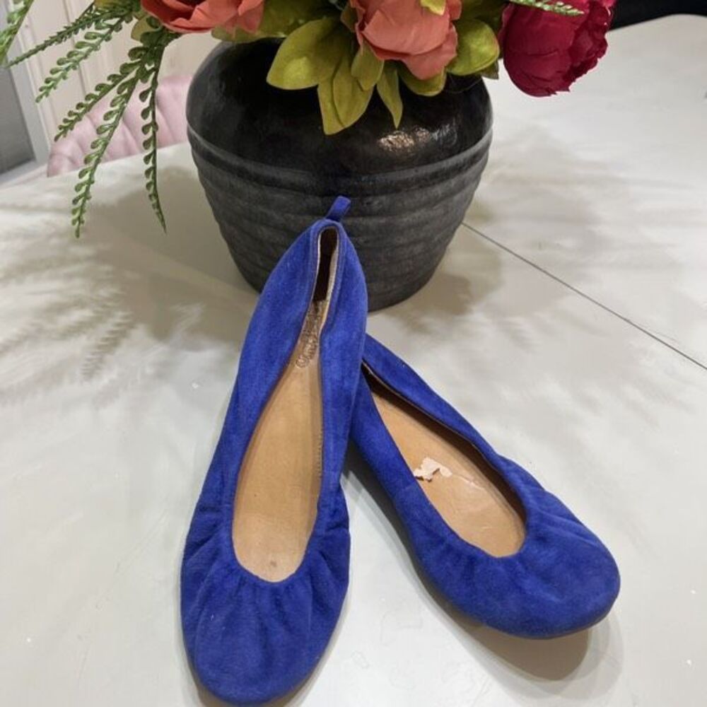 Coach and Four Women's Westport Suede Leather Ballet Shoes Cobalt Blue Size 7